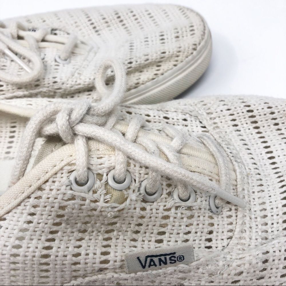 VANS | Cream Ivory Knit Lace Up Tie Sneakers Tennis Shoes Women’s Size 8 - Picture 8 of 13
